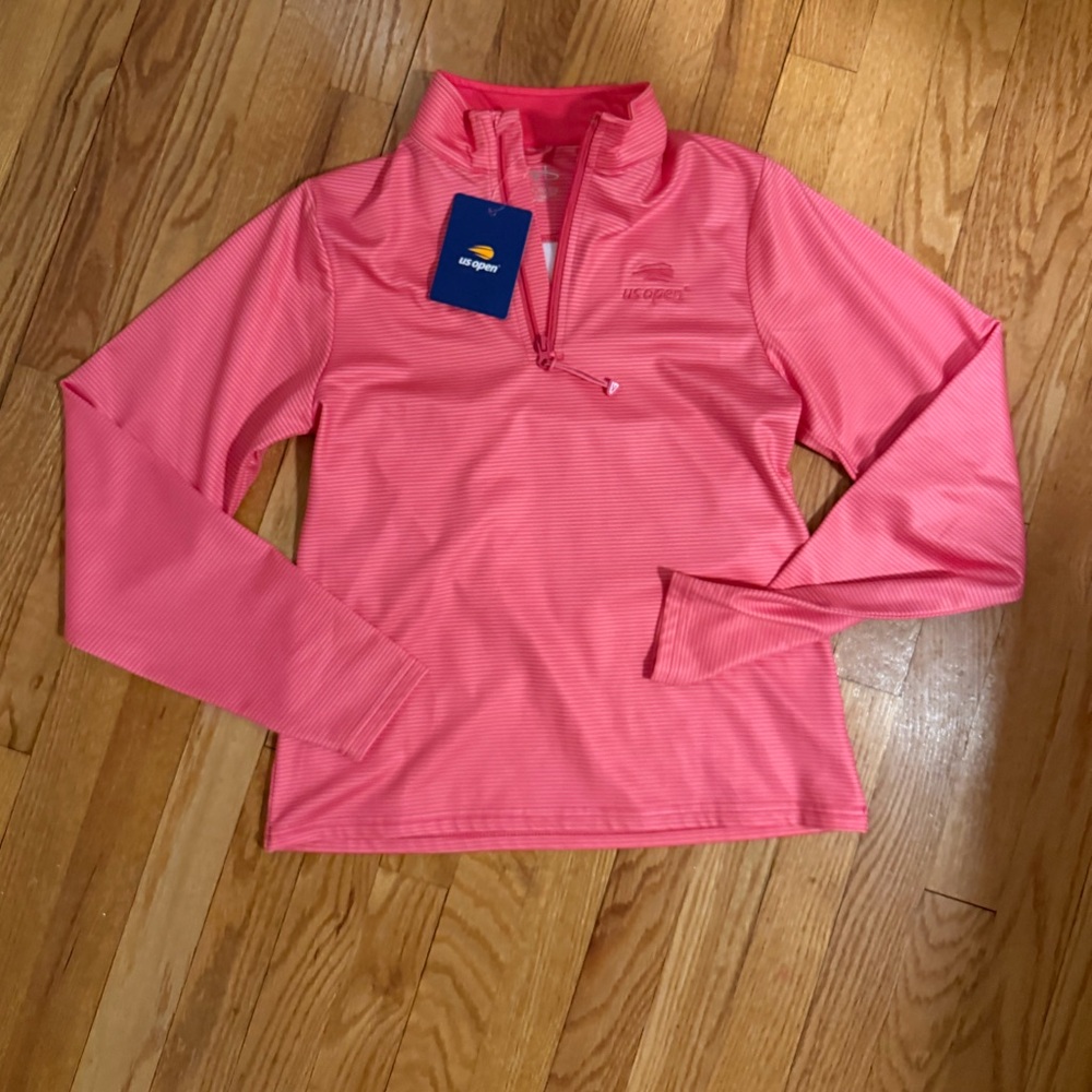 NWT Garb US OPEN Youth Mila 1/4 Zip Pullover Top Pink XL Ages 11-12 spf 50